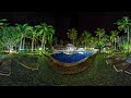 360° VR Picture+: Tropical beach resort 2: Nighttime at the pool🌙, Time to unwind.