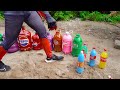 Spiderman & Big Toothpaste Eruption from Baby Shark hole, Coca Cola, Mirinda, Orbeez, Fanta & Mentos