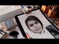 Drawing Hairs Using Charcoal Powder 🌼 Working On A Commission 🌿Real Time✨Portrait Drawing #trending