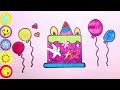 Cake Drawing, Painting and Coloring for Kids, Toddlers 🎂 | Unicorn Cake Drawing | Birthday Cake