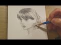 ✏️단발 머리가 잘 어울리는 여자 그리기 | pencil drawing | Asmr