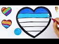 Glitter Rainbow Heart coloring and drawing for Kids - Cara Menggambar dan Mewarnai Jantung