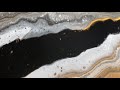 Travelling Straight Pour - Gold/Black/White - Acrylic Fluid Art WOW!!!