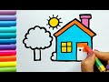 :How to Draw cute and easy House | Easy Drawing, Painting and Coloring for Kids & Toddlers