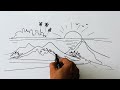 How to draw easy landscape step by step