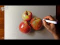 How to Draw Realistic Apples - Time Lapse (Long Version)