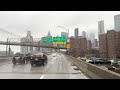 Driving Rainy New York City 4K  - Midtown Manhattan to Brooklyn's Island Beach - USA