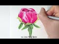 초보자를 위한 색연필로 그리는 분홍색 꽃 / 찐분홍색 꽃 색감내기 / Bright pink flower drawing with colored pencils / tutorial