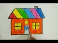 How to draw beautiful House 🏡 for kids* Easy House drawing, Painting & colouring for Toodlers*