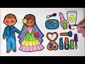 Cute Bride & Groom Drawing Painting Colouring for kids Toddlers | How to draw Bride & Groom easy