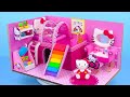 How To Make Cutest Hello Kitty Miniature House from Polymer Clay and Cardboard ❤️ DIY Miniature Clay