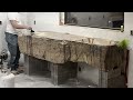 Carving a Stone Farmhouse Sink & Countertop From a 3,400 Lb Stone - DIY