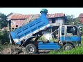 New Project!!! Landfill up Process by 5Ton truck unloading soil with Dozer pushing soil Ep1