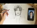 real-time portrait sketching ✏️ || draw with me || with svt lo-fi bgm 🎶