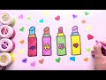 Lipstick Drawing, Painting & Coloring 🌈💄 | How to Draw Lipstick For Children | Makeup drawing easy