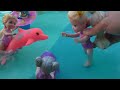 Water Park ! Elsa & Anna toddlers and friends - splash beach -  water slide - Barbie dolls