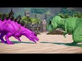 Alien Tyrannosaurus Rex vs Pink Godzilla, Indominus Rex Dinosaurs Fight Jurassic World Evolution