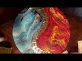 Fire and Ice: Dueling Dragons Fluid Art Acrylic