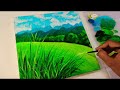 Easy Flower Acrylic Painting/ Mountain Landscape Painting/ Landscape Acrylic Painting For Beginners