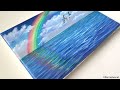 How to draw a Rainbow-colored Sea / Easy Painting for beginners