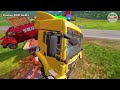 Double Flatbed Trailer Truck vs speed bumps|Busses vs speed bumps|Beamng Drive|896