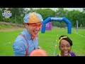 Blippi & Meekah Race Rainbow Color Toy Cars! | Blippi & Meekah Challenges and Games for Kids