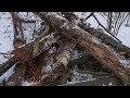 3 Days in My Bushcraft Winter Shelter with Stove and Chimney. Snow Shelter Camping