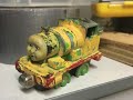 photos of broken and well loved childhood thomas toys with slow music