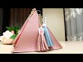 CUTE DIY TRIANGULAR PURSE BAG TUTORIAL // PU Lather Cute Pouch Zipper Bag