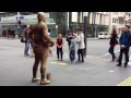 Gold Rugby player Living Statue busker - Auckland (clip 1)