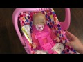 Pink Joovy Toy Car seat Unboxing with Reborn Baby Doll Twin A Emily
